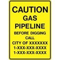 Model OSHA Warning Sign - Caution Gas Pipeline